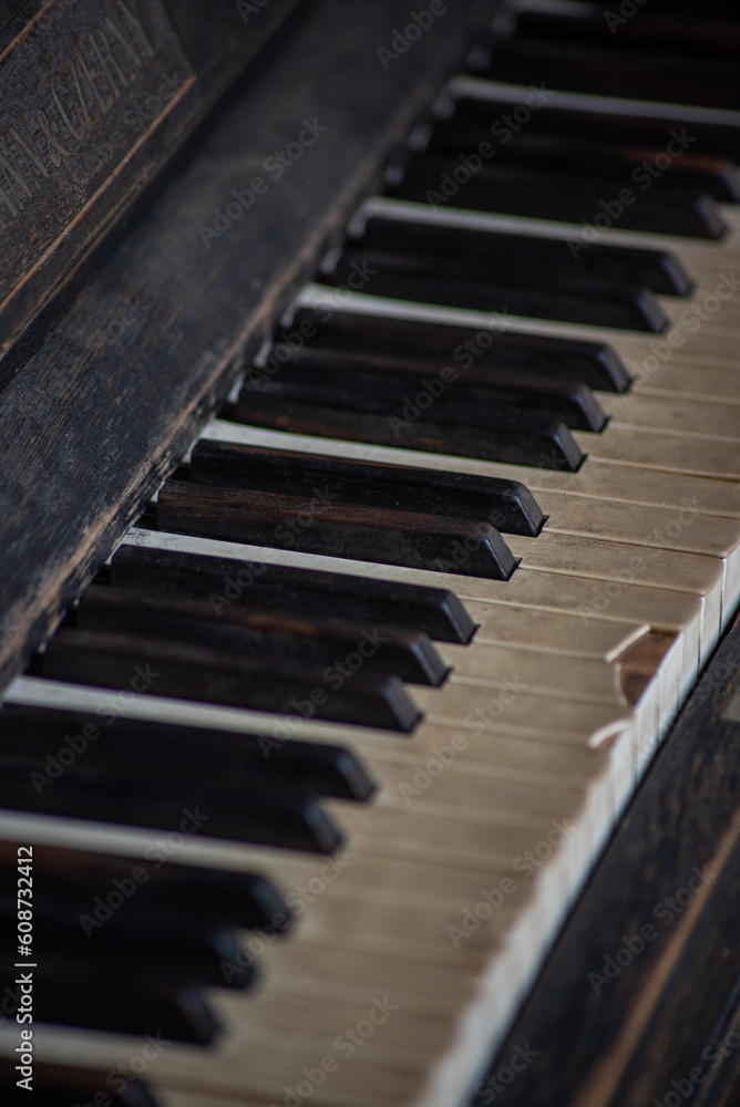 old piano in the courtyard of the castle old piano in the courtyard of the castle