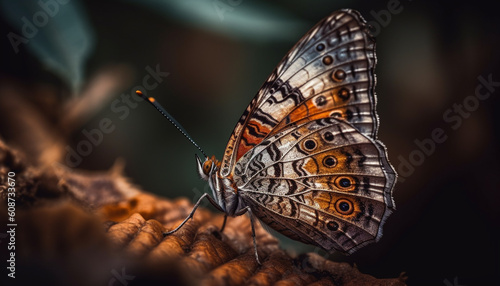 The delicate butterfly vibrant wings showcase nature stunning beauty generated by AI © djvstock