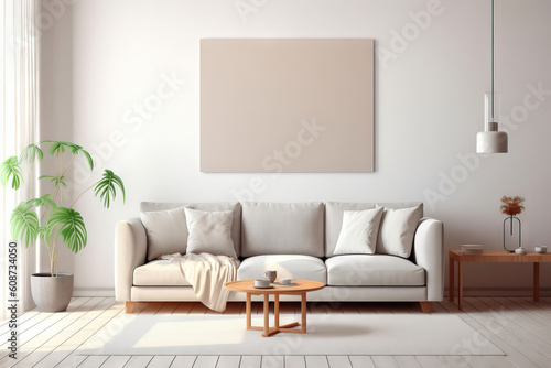 modern blank frame on a modern living room © QuantumVisions