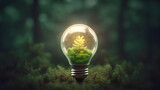 A tree inside a light bulb representing renewable energy (Generated with AI)
