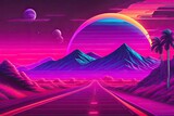 Purple Retrowave Abstract Background Design Generative AI