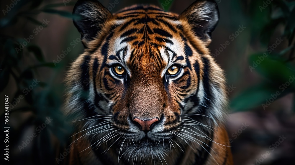 High definition photos of ferocious animals, tigers，AI Generated 