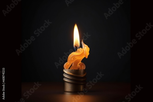 A burning candle with a black background. Generative AI