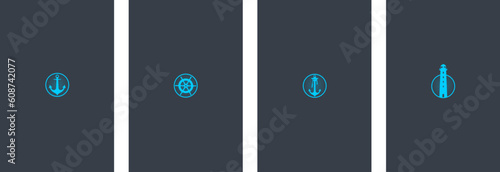 Vektor Set - Maritime Poster mit dunklem Hintergrund 