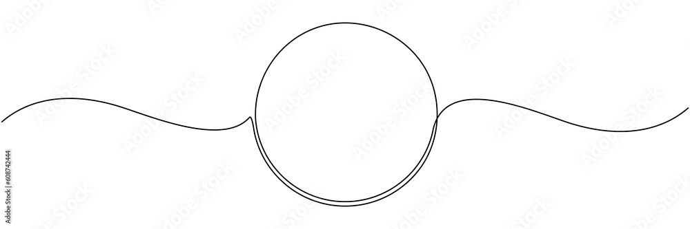Circle continuous one line drawn. Abstract round frame linear symbol. Vector illustration isolated on white. Circle continuous one line drawn. Abstract round frame linear symbol. Vector illustration isolated on white.