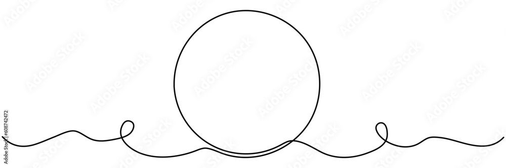 Circle continuous one line drawn. Abstract round frame linear symbol. Vector illustration isolated on white. Circle continuous one line drawn. Abstract round frame linear symbol. Vector illustration isolated on white.