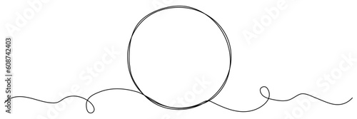 Circle continuous one line drawn. Abstract round frame linear symbol. Vector illustration isolated on white.