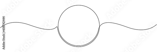 Circle continuous one line drawn. Abstract round frame linear symbol. Vector illustration isolated on white.