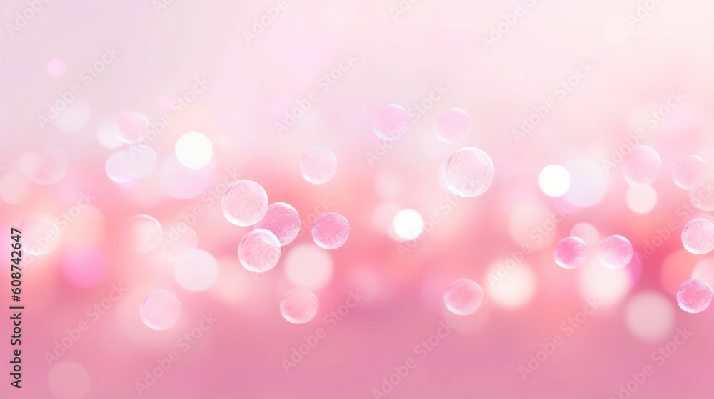 Delicate Pastel Pink and White Bokeh against a Soft Background. Generative AI