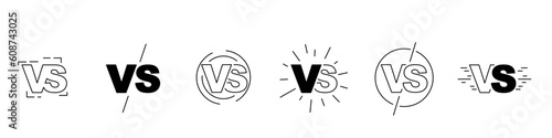 Versus sign line icon set illustration