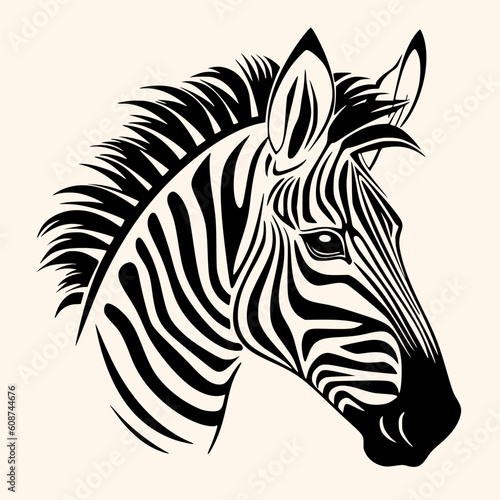 Zebra vector for logo or icon clip art  drawing Elegant minimalist style abstract style Illustration