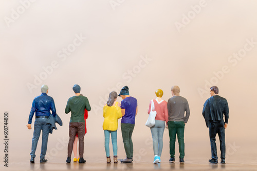 Miniature people ,People showed up to socialize and have fun, Friendship day concept