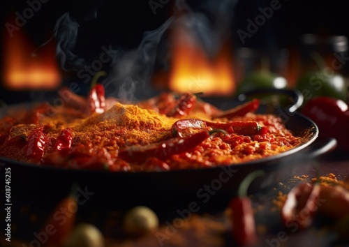 smoked paprika dusted over a delicious Spanish paella dish