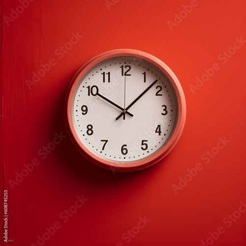 clock on the red wall. generative ai