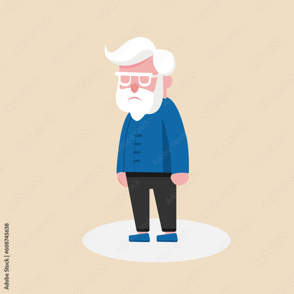 A sad old man facial expression.Unhappy emotion on face.Depressed old man. Vector illustration. A sad old man facial expression.Unhappy emotion on face.Depressed old man. Vector illustration.