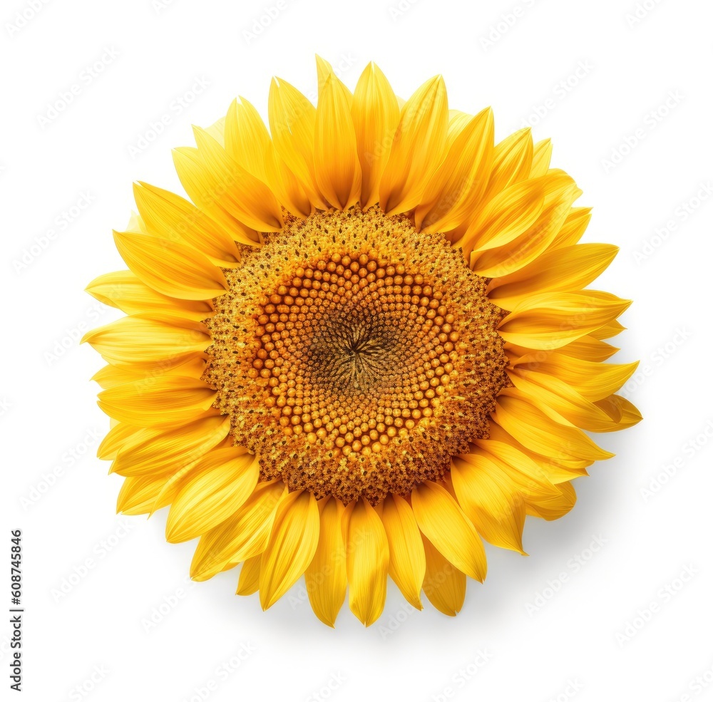 Fototapeta premium Vibrant Solitude: A Single Sunflower Against a Pure White Backdrop | AI Generated