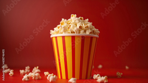 Red and white popcorn bucket, Generative AI
