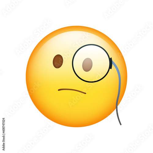 Face With Monocle Emoji isolated on white background. Iphone Whatsapp Emojis. Simple, vector, printed on paper. icon for website design, mobile app, and UI. Vector Illustration