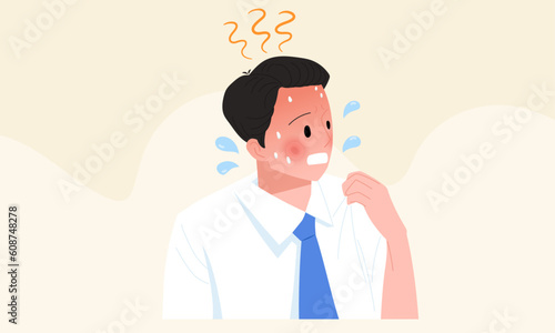 더워하는 정장입은 직장인 남성