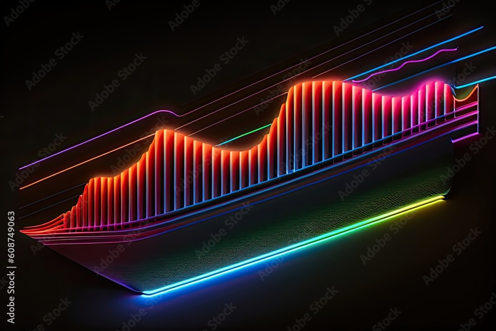 Sound Wave on Black Background in Neon Light Generative AI Sound Wave on Black Background in Neon Light Generative AI
