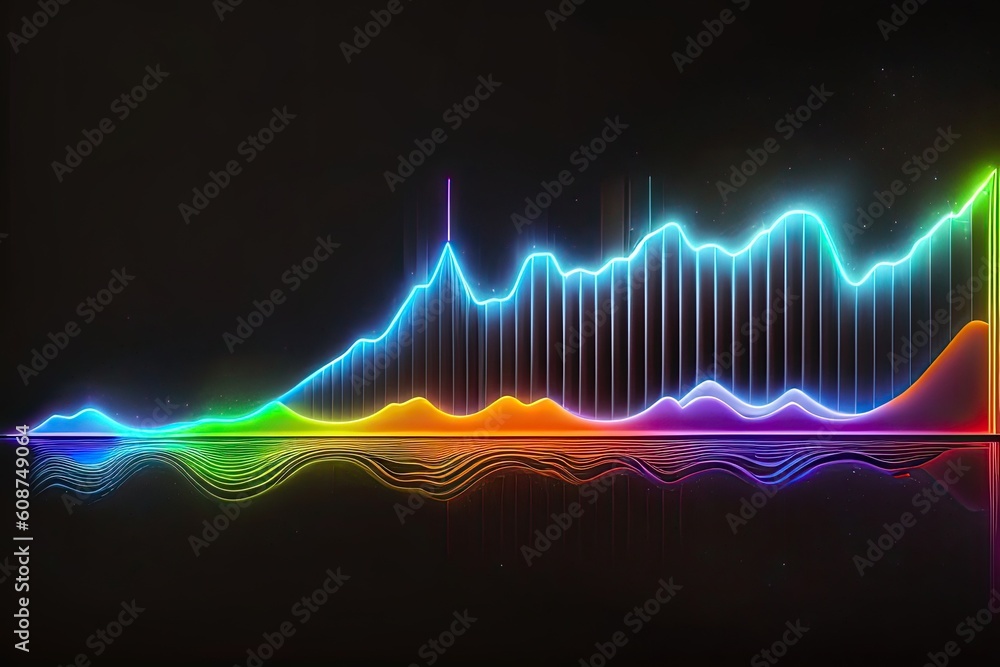 Sound Wave on Black Background in Neon Light Generative AI Sound Wave on Black Background in Neon Light Generative AI