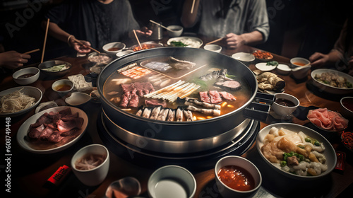 Savor the Flavors, A Captivating Food Photography Journey into Chinese Hotpot Delights. Generative AI photo