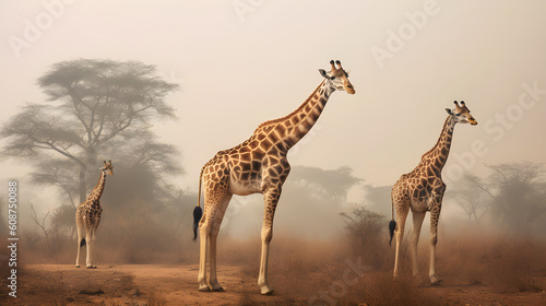 Graceful Giants  Giraffes Roaming the Grasslands