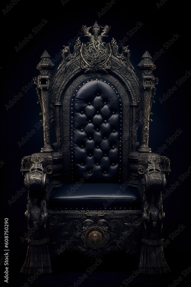 Royal throne. Dark gothic themed royal throne. Dark knights game concept