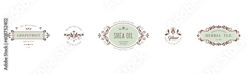 Universal label, logo and scroll elements. Ornate vintage frames. Classic calligraphy swirls, swashes, floral motifs. Good for greeting cards, wedding invitations, restaurant menu, royal certificates.