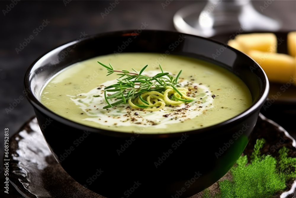 Vegetarian cream soup with spicy herbs, AI Generated