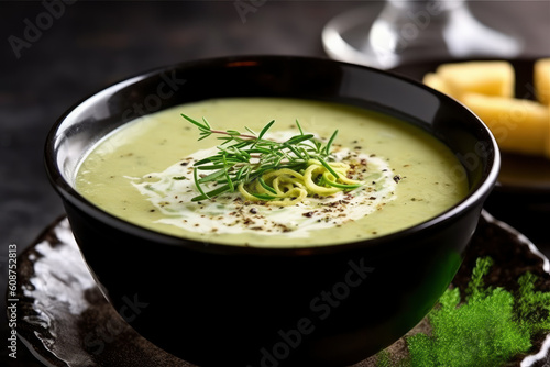 Vegetarian cream soup with spicy herbs, AI Generated