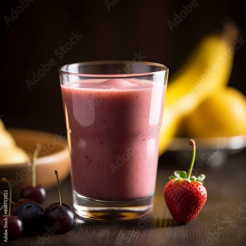 Wallpaper Mural Generative AI of a cherry/strawberry smoothie in a glass Torontodigital.ca