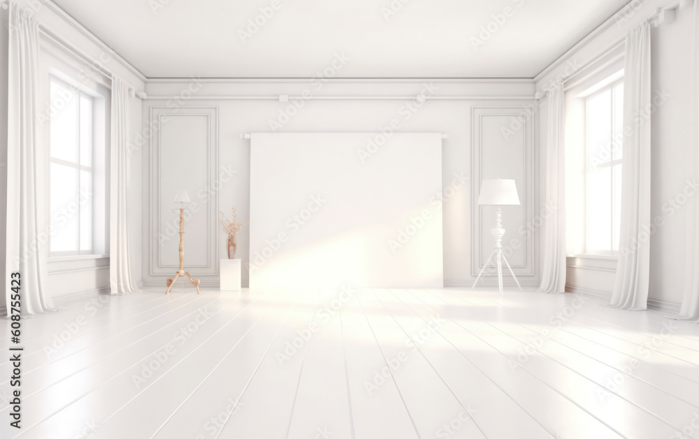 Modern Interior of Photo Studio with white background. AI Generative Modern Interior of Photo Studio with white background. AI Generative