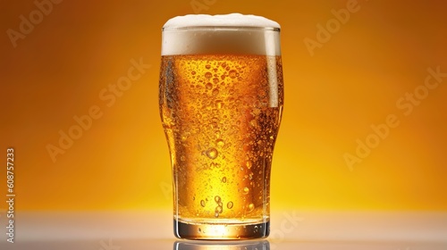 glass of beer on dark background，AI Generated