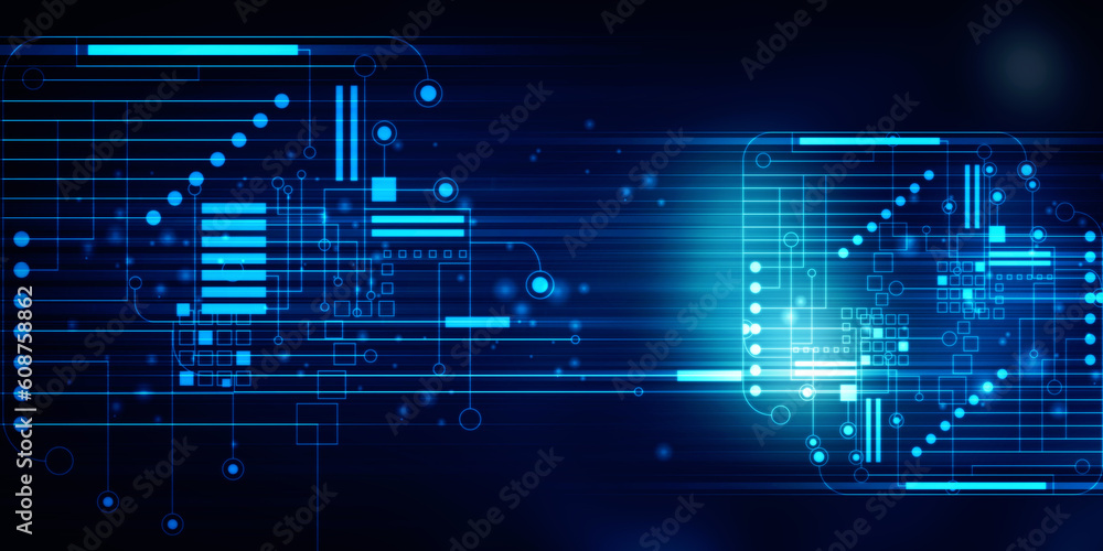 Obraz premium 2d illustration Abstract futuristic electronic circuit technology background