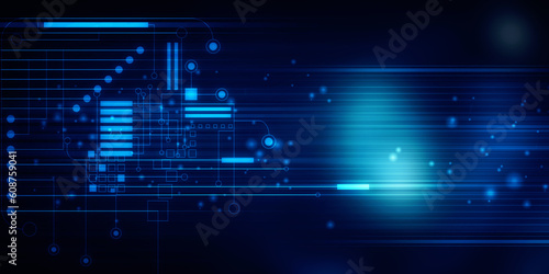 2d illustration Abstract futuristic electronic circuit technology background