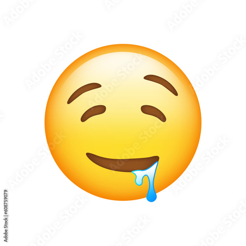 Drooling Face Emoji isolated on white background. Iphone Whatsapp Emojis. Simple, vector, printed on paper. icon for website design, mobile app, and UI. Vector Illustration