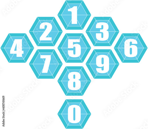 六角形の数字のアイコンセット