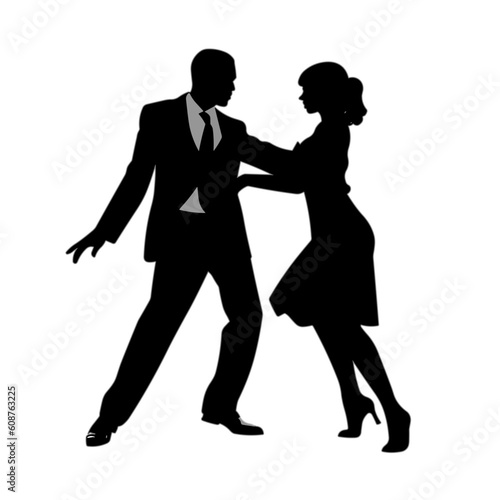 black silhouette couple dancing logo design vector 