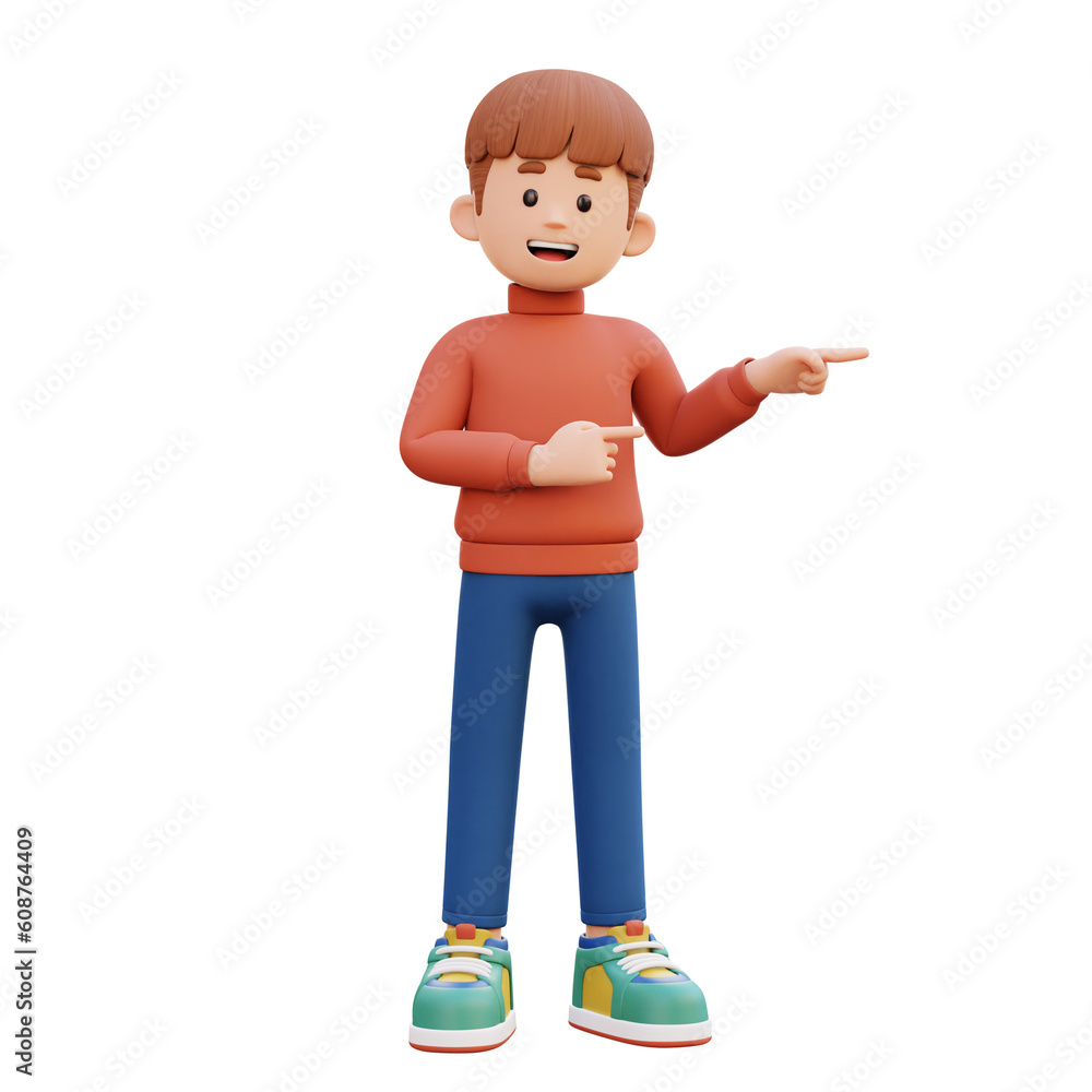 3d male character pointing left 3d male character pointing left