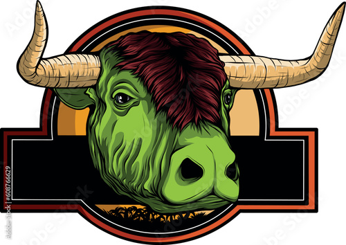 vector illustration of cow head on logo design