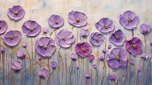 Fotografia Generative AI, Oil painting of spring flowers on canvas