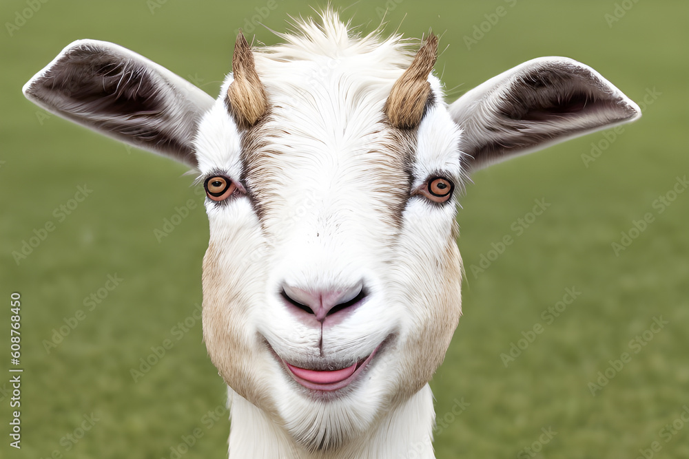 Smiley goat face head ai generative Smiley goat face head ai generative