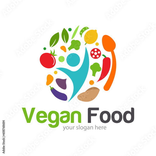 Food Vegan Logo Design Illustration