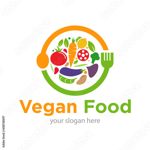 Food Vegan Logo Design Illustration