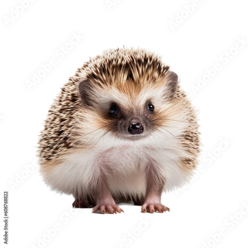  a cute Hedgehog, with happy disposition, healthy-looking, best friend, Pet-themed, cutout, isolated, photorealistic illustrations in a PNG. Generative AI