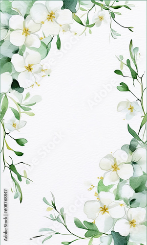 wedding invitation card template , elegant watercolor ,Generative AI © HappyTime 17