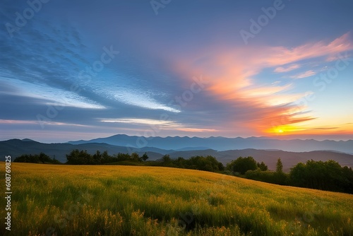 ドラマチックな夕日、朝焼け美しい自然の風景の空、雲 © sky studio