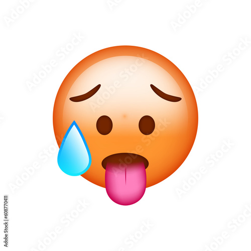Hot Face Emoji isolated on white background. Iphone Whatsapp Emojis. Simple, vector, printed on paper. icon for website design, mobile app, and UI. Vector Illustration