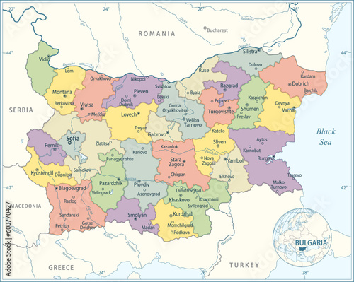 Bulgaria map - highly detailed vector illustration